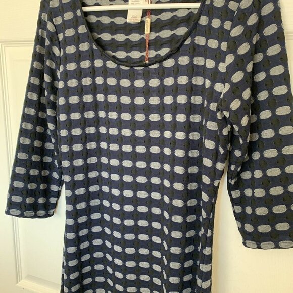 MSSP Max Studio Knit Medium Navy Black Gray Geometric Pattern Dress New - Picture 2 of 5